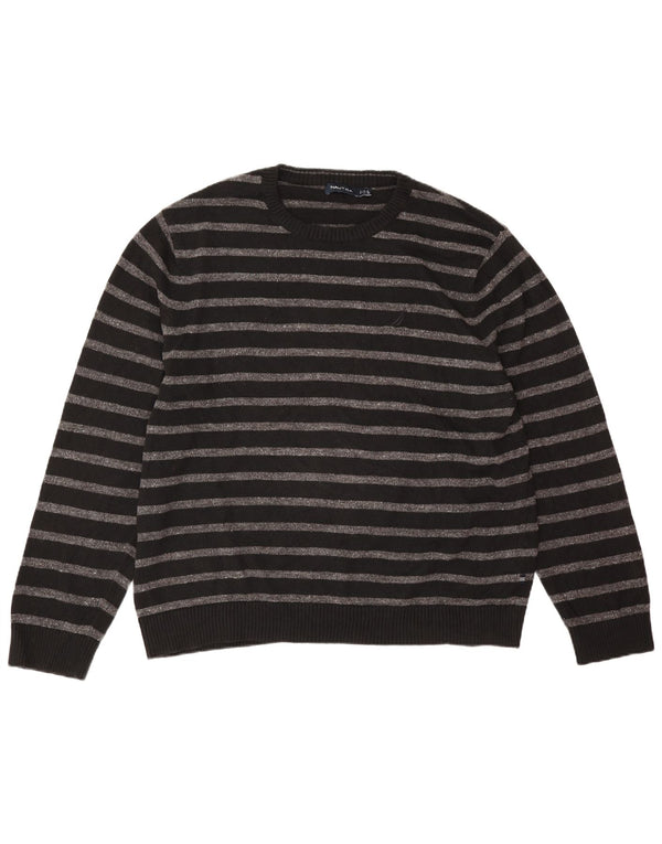 Męski sweter Nautica z okrągłym dekoltem 2XL, bawełniany w czarne paski