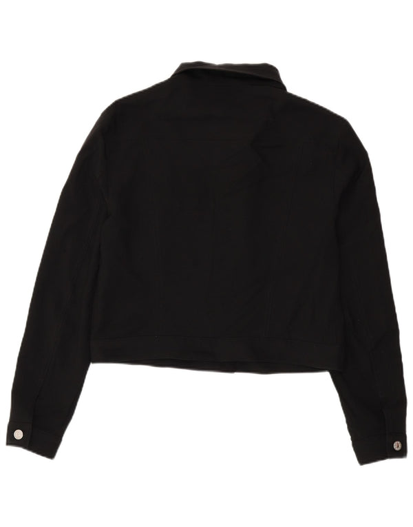 Benetton Damska Kurtka Bomber Krótka UK 14 Large Czarna Poliester