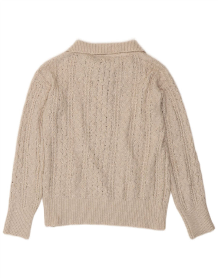 Damski sweter zapinany na zamek FAT FACE UK 14 Średni złamany biały nylon