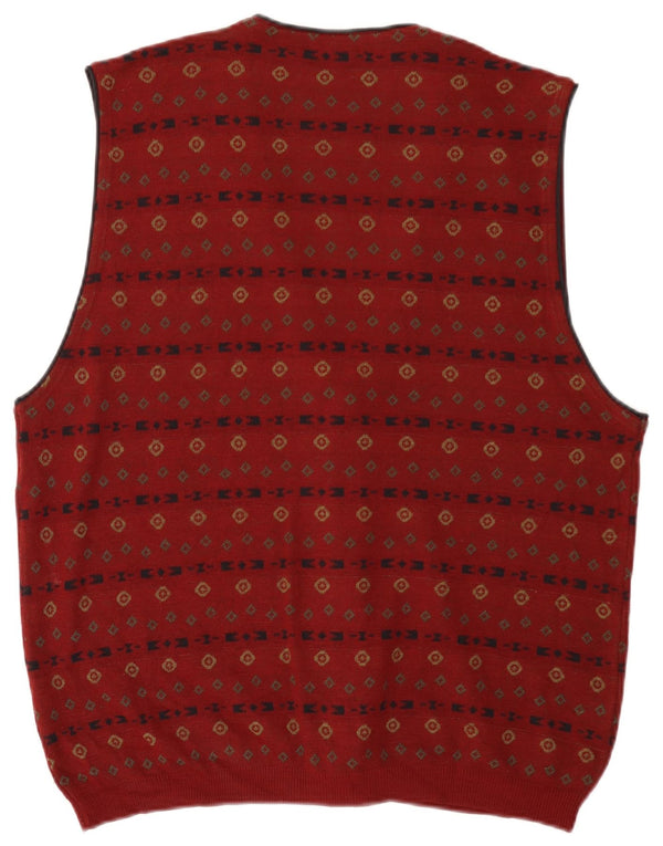 Męski sweter bez rękawów Liabel XL Burgundowa, geometryczna wełna