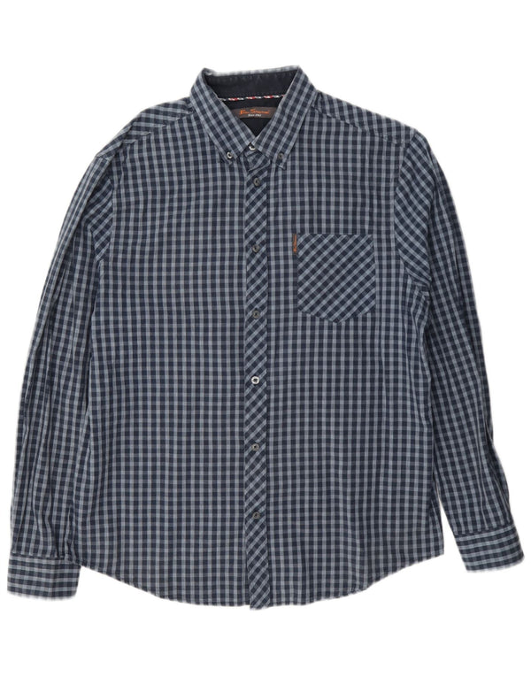 Koszula męska Ben Sherman, duża, granatowa, bawełniana w kratkę