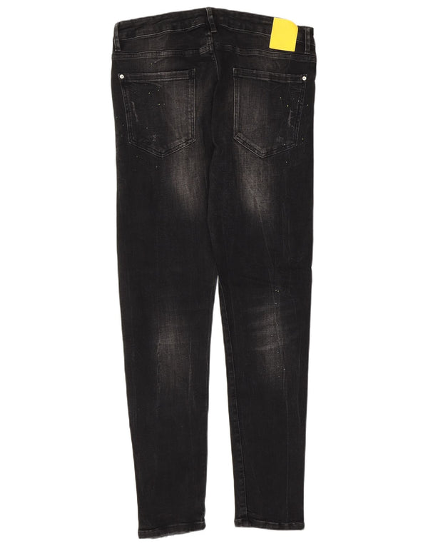 Męskie dżinsy rurki Zara w trudnej sytuacji EU 46 XL W36 L31, czarna bawełna