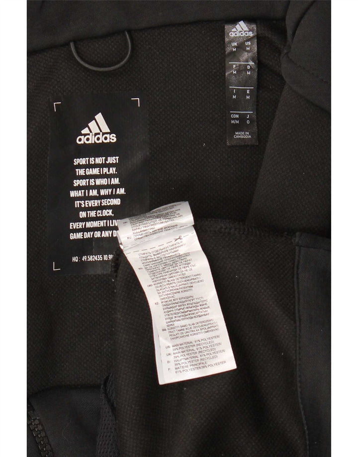 Męski sweter z kapturem i zamkiem Adidas, średni czarny poliester