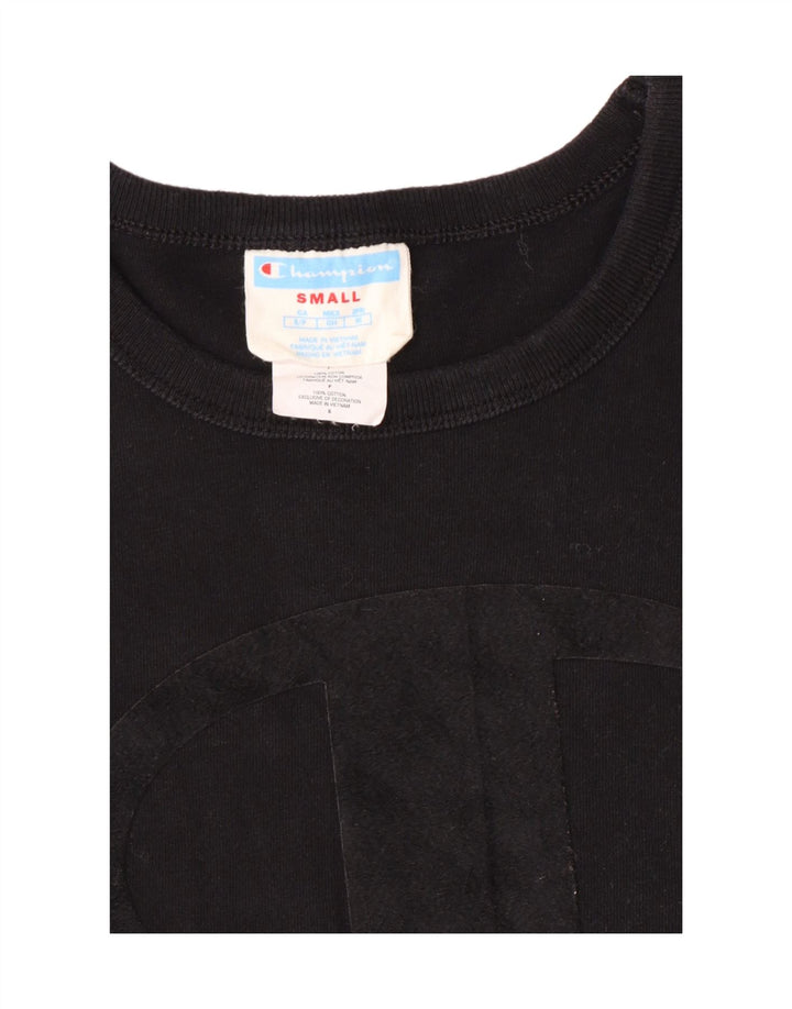 Damska koszulka z grafiką Champion Top UK 10 Small, czarna bawełna