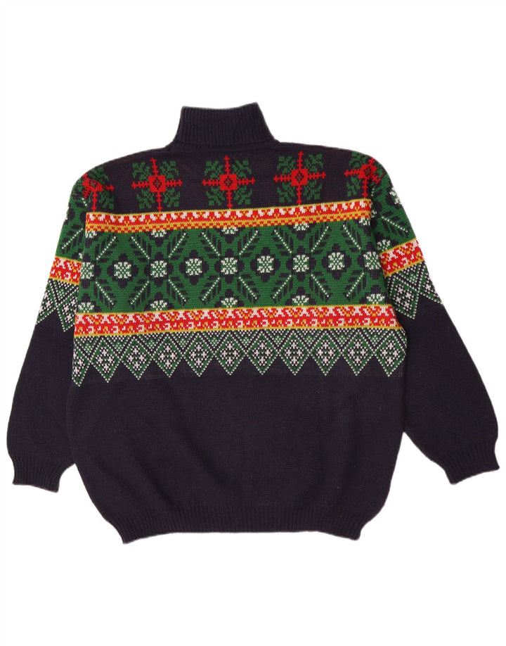 Męski sweter z golfem Alcatraz XL granatowy Fair Isle Wool