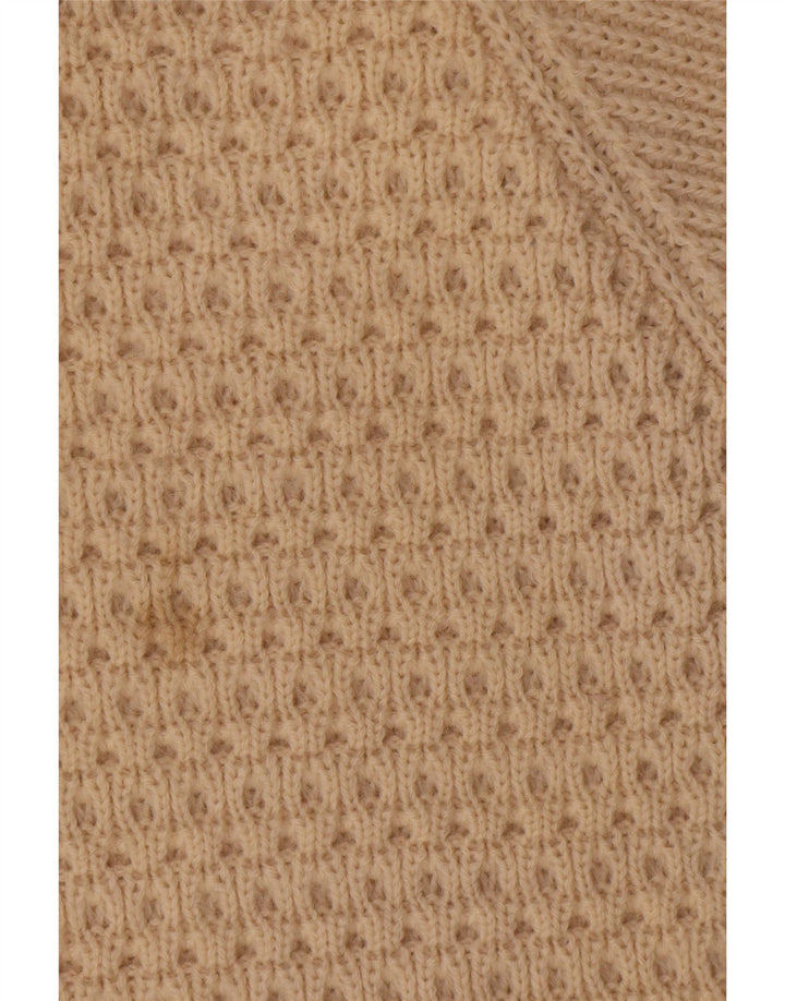 Vintage męski sweter z dekoltem w łódkę, duży, beżowy, wełniany