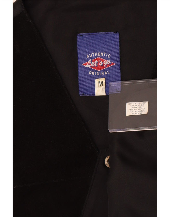 Autentyczna męska kamizelka zamszowa, średnia czarna skóra