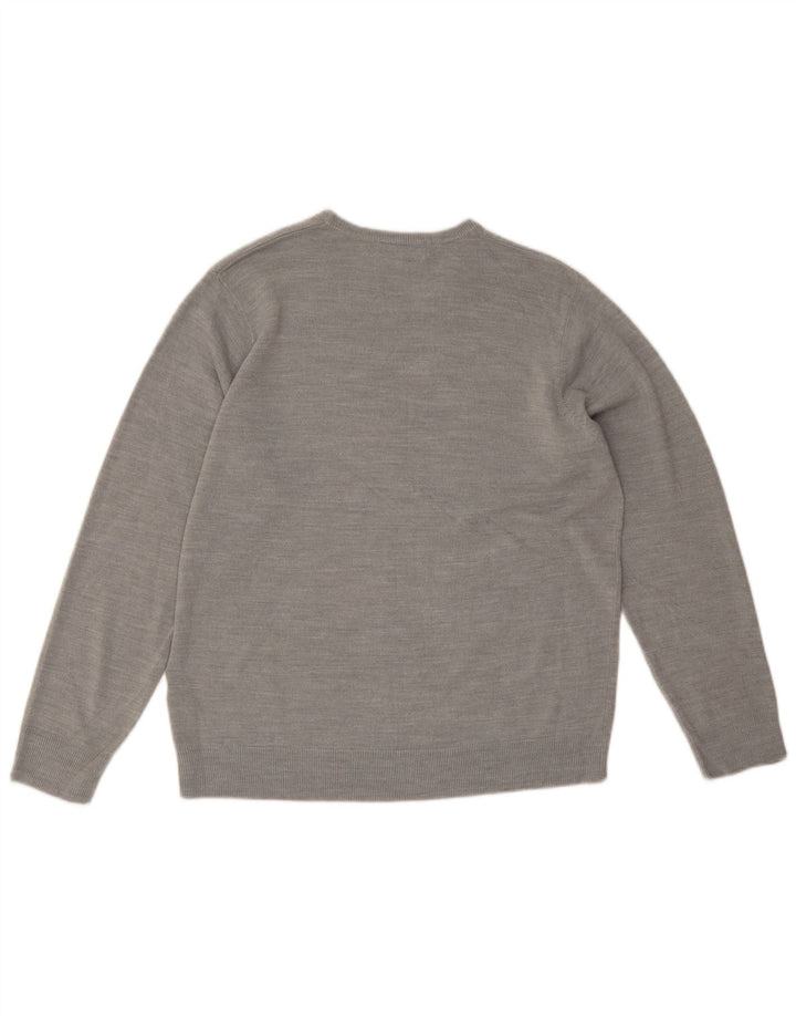 Marks & Spencer Męski sweter z okrągłym dekoltem, duży, szary, akrylowy