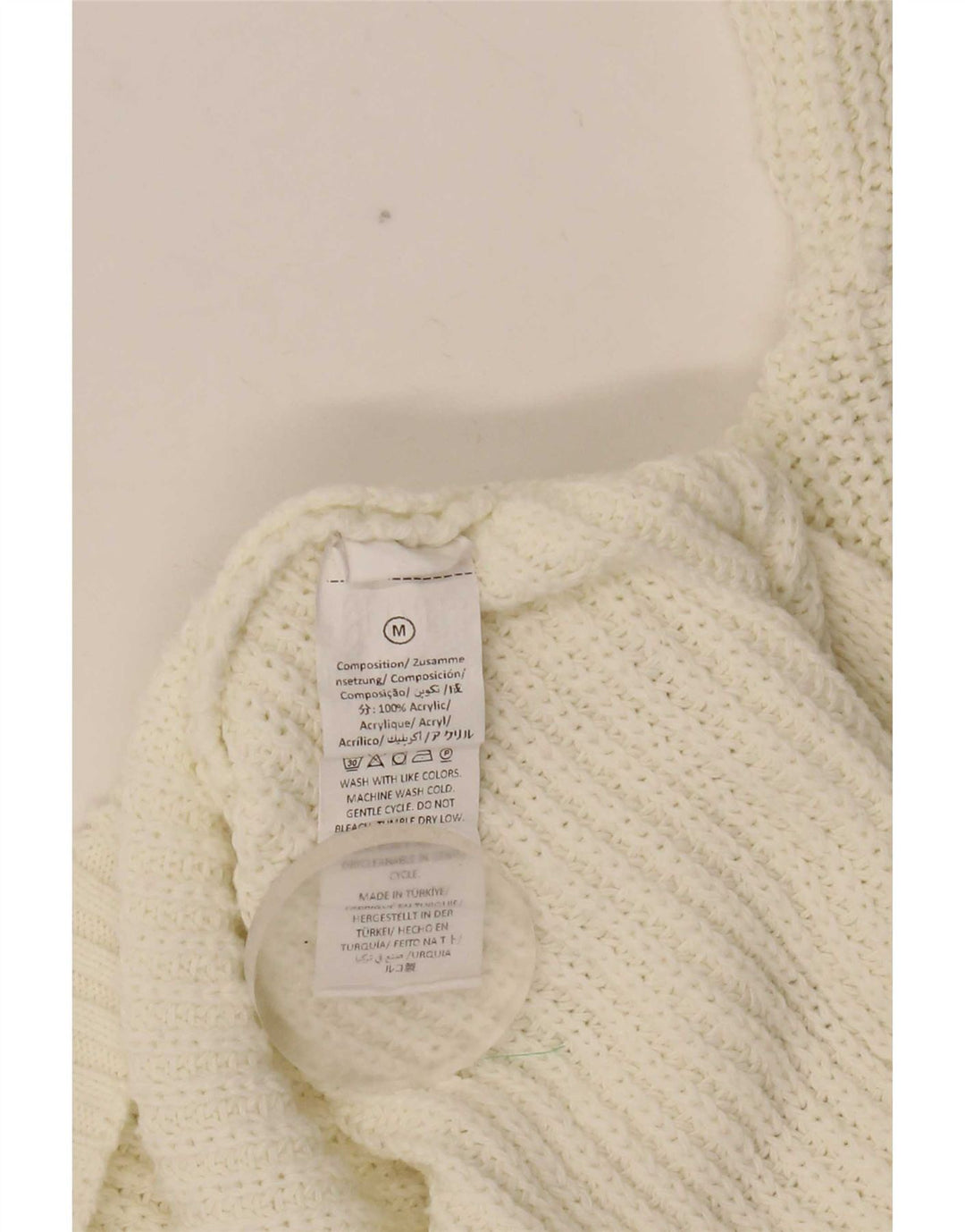 Vintage damski sweter oversize z dekoltem w łódkę UK 14 średni biały