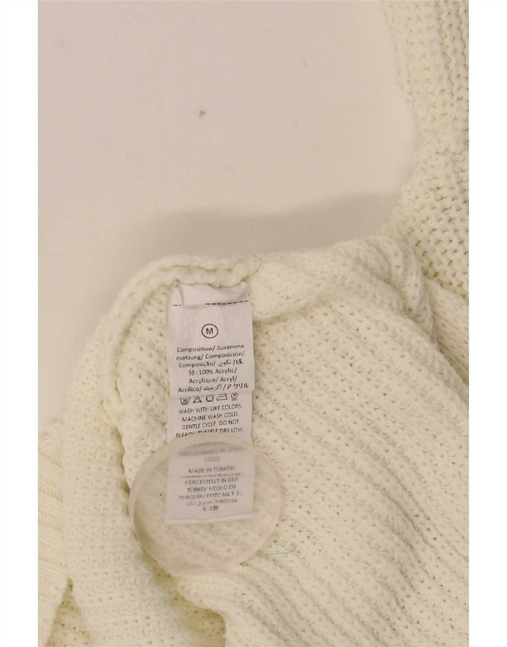 Vintage damski sweter oversize z dekoltem w łódkę UK 14 średni biały