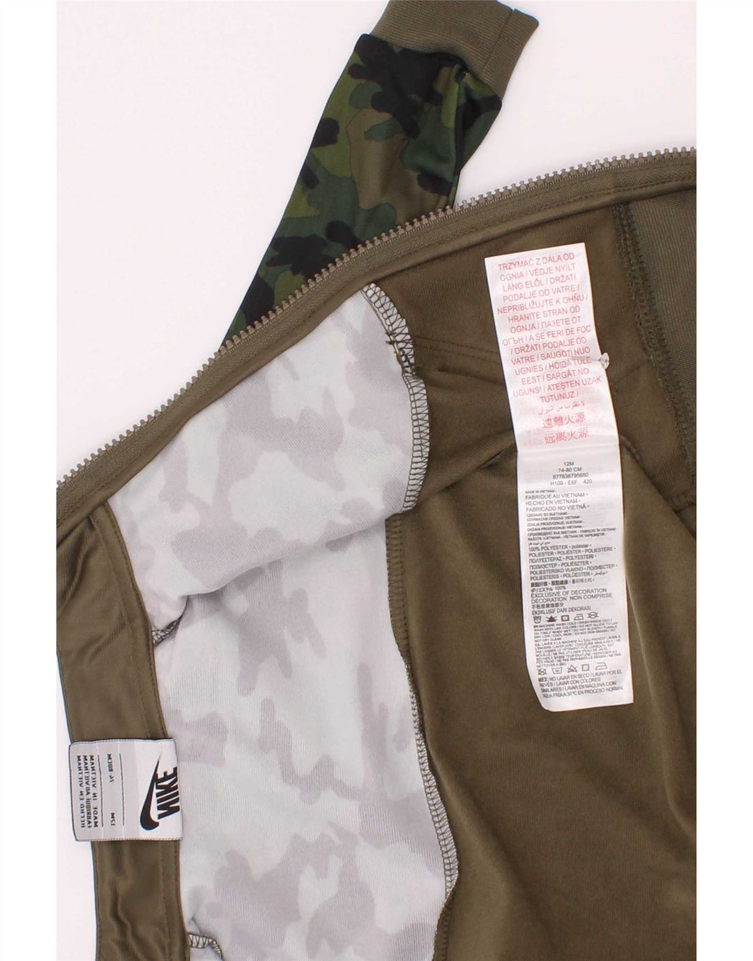 Kurtka chłopięca Nike Baby Dres 9-12 miesięcy Khaki Poliester w kamuflażu