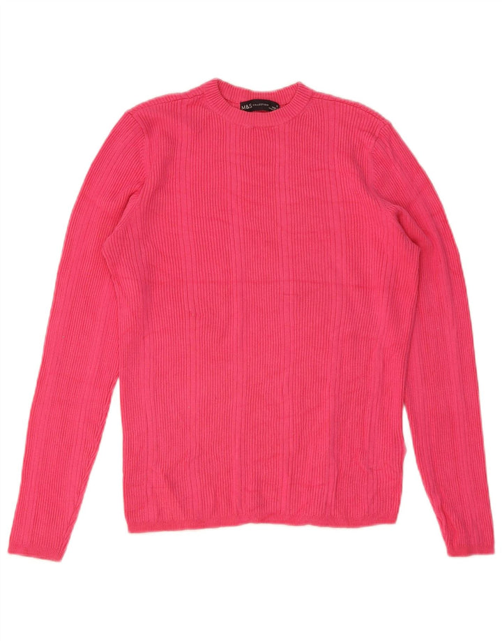 Sweter damski Marks & Spencer z okrągłym dekoltem, UK 12, średnioróżowy, wiskoza