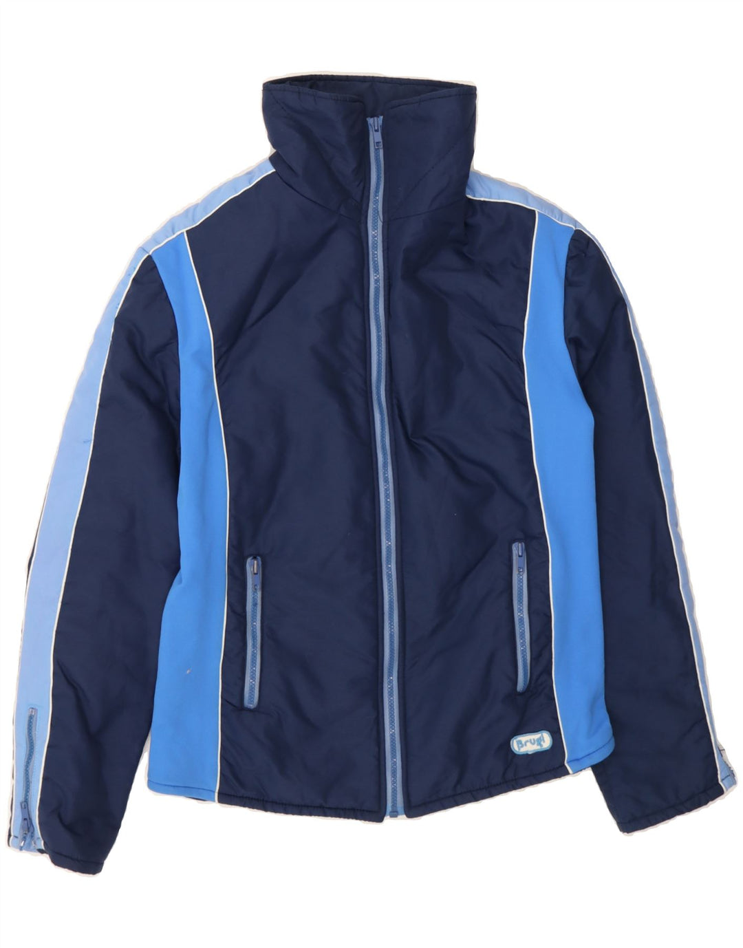 BRUGI Mens Padded Jacket UK 36 Small Blue Colourblock Polyester Vintage Brugi and Second-Hand Brugi from Messina Hembry 