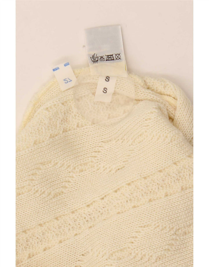 Vintage męski sweter z okrągłym dekoltem, mały beż