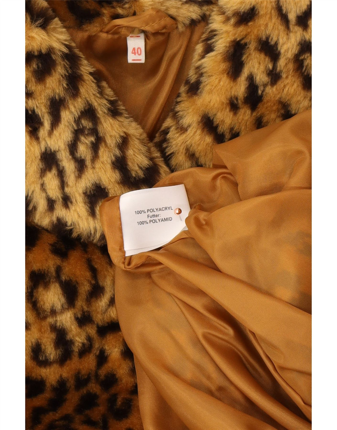 VINTAGE Damski płaszcz oversize ze sztucznego futra EU 40 Średni brązowy nadruk zwierzęcy