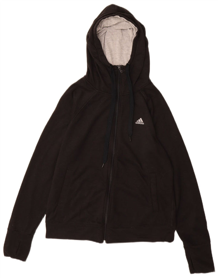 Damska bluza z kapturem Adidas Climalite Zip UK 12/14 Średni czarny poliester