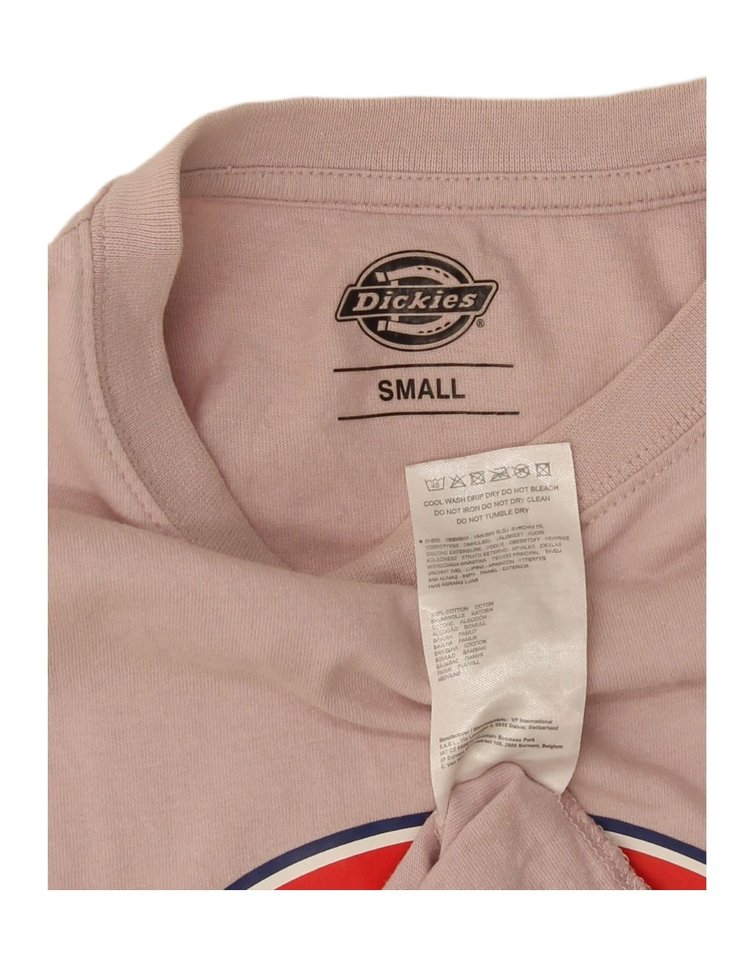 Męska koszulka z grafiką Dickies, mała, różowa, bawełniana