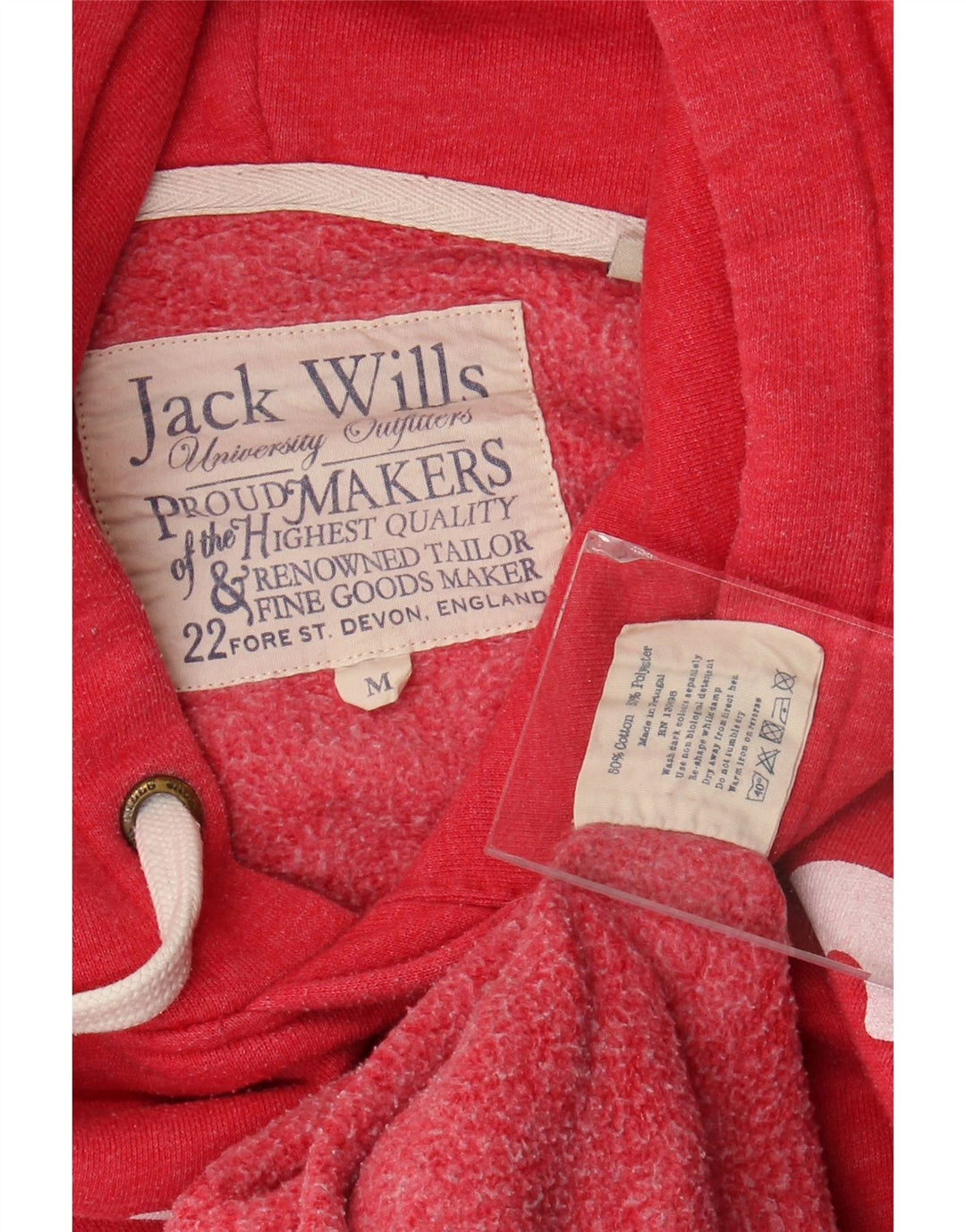 Męski sweter z kapturem Jack Wills z grafiką, średnio różowy, bawełniany
