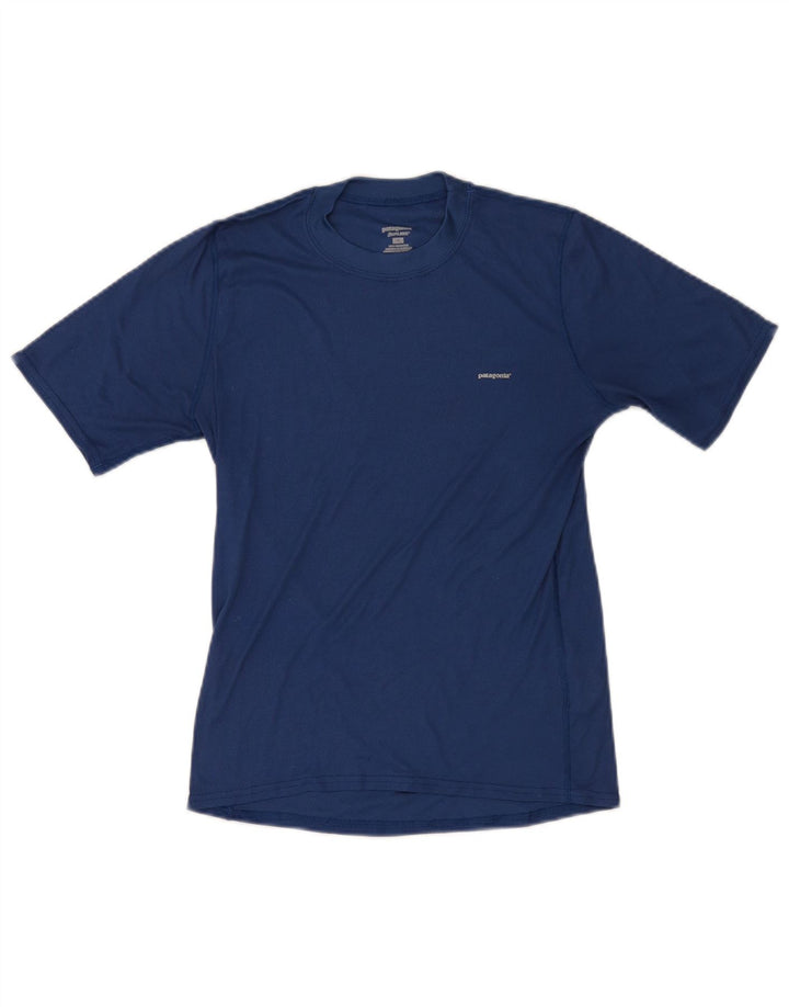T-shirt męski Patagonia, mały, niebieski, poliestrowy