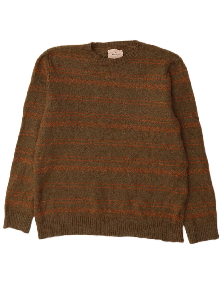 Męski sweter z okrągłym dekoltem White Stuff, wełniany, w kolorze khaki