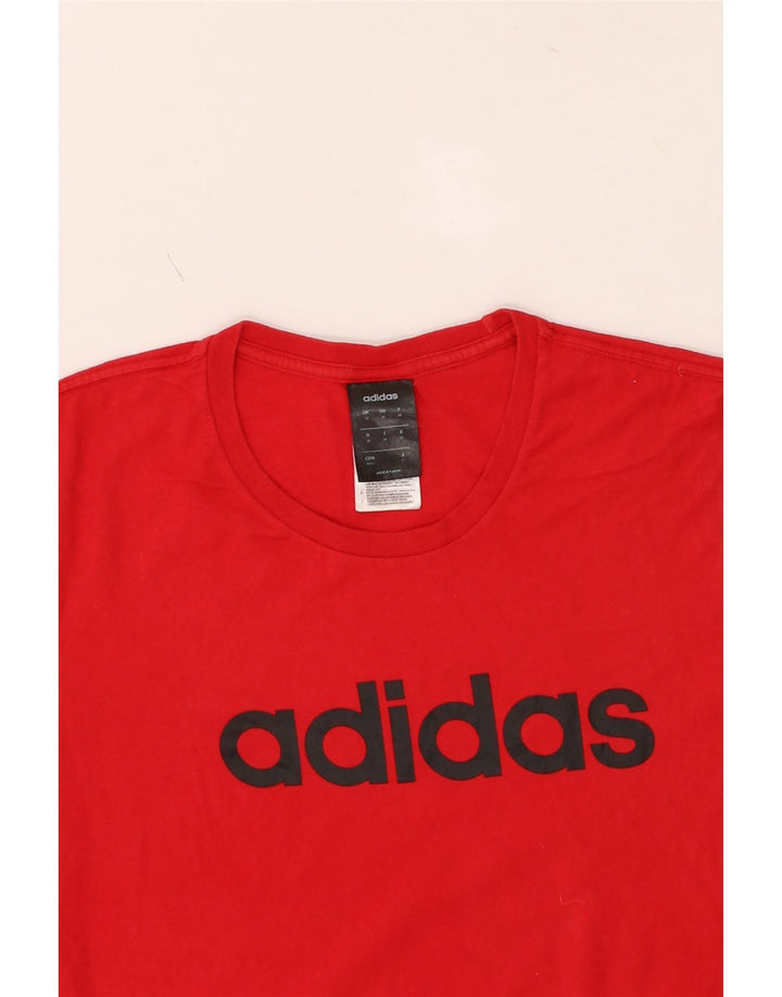 ADIDAS Mens Graphic T-Shirt Top Medium Red Cotton Vintage Adidas and Second-Hand Adidas from Messina Hembry 