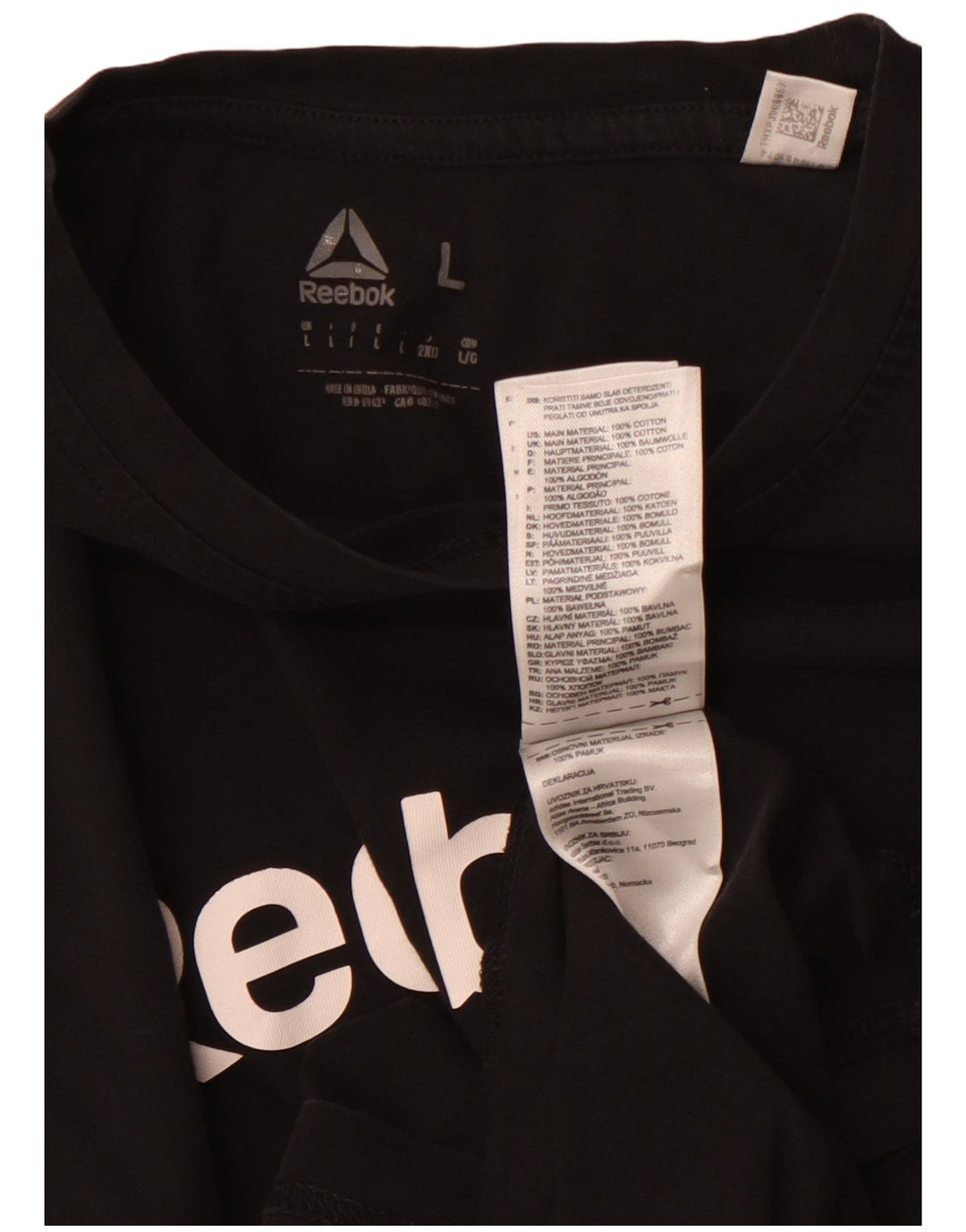 Damska koszulka z grafiką REEBOK Top UK 14, duża, czarna bawełna