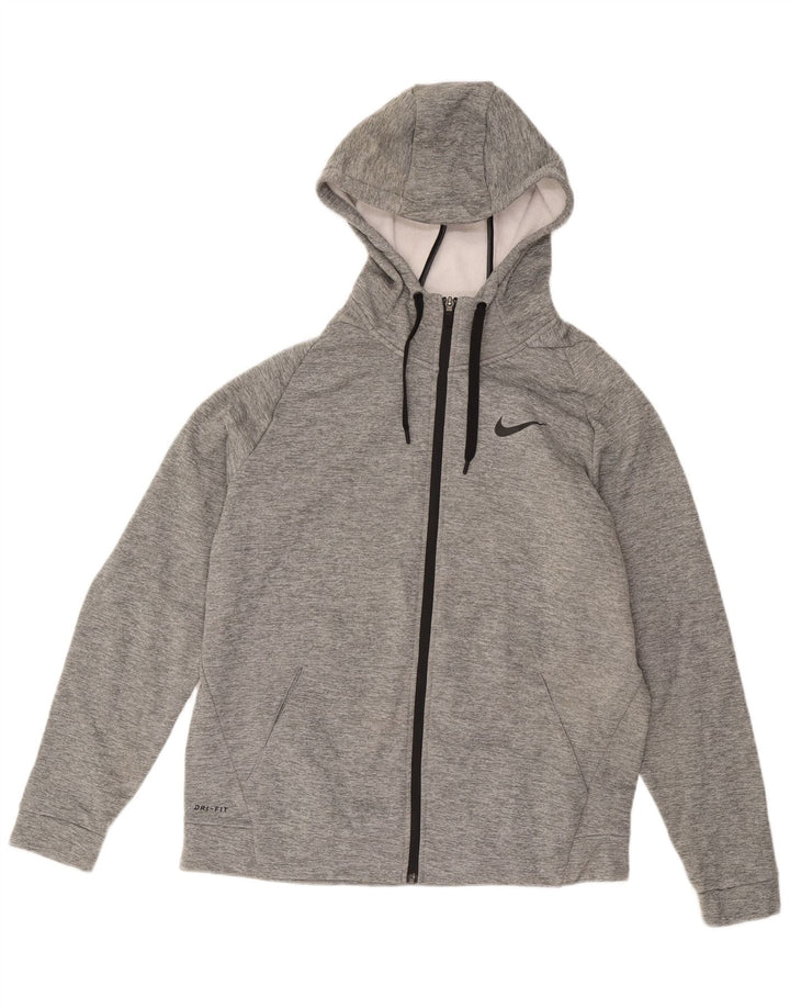 Męski sweter z kapturem i zamkiem błyskawicznym Nike Dri Fit, duży, szary poliester