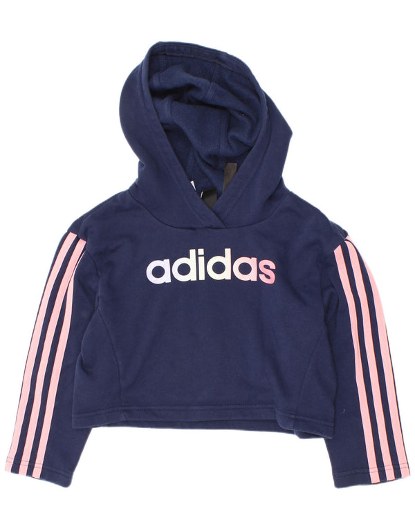 Adidas Dziewczęca Bluza Z Kapturem Crop Graphic 5-6 Lat Granatowa Bawełna