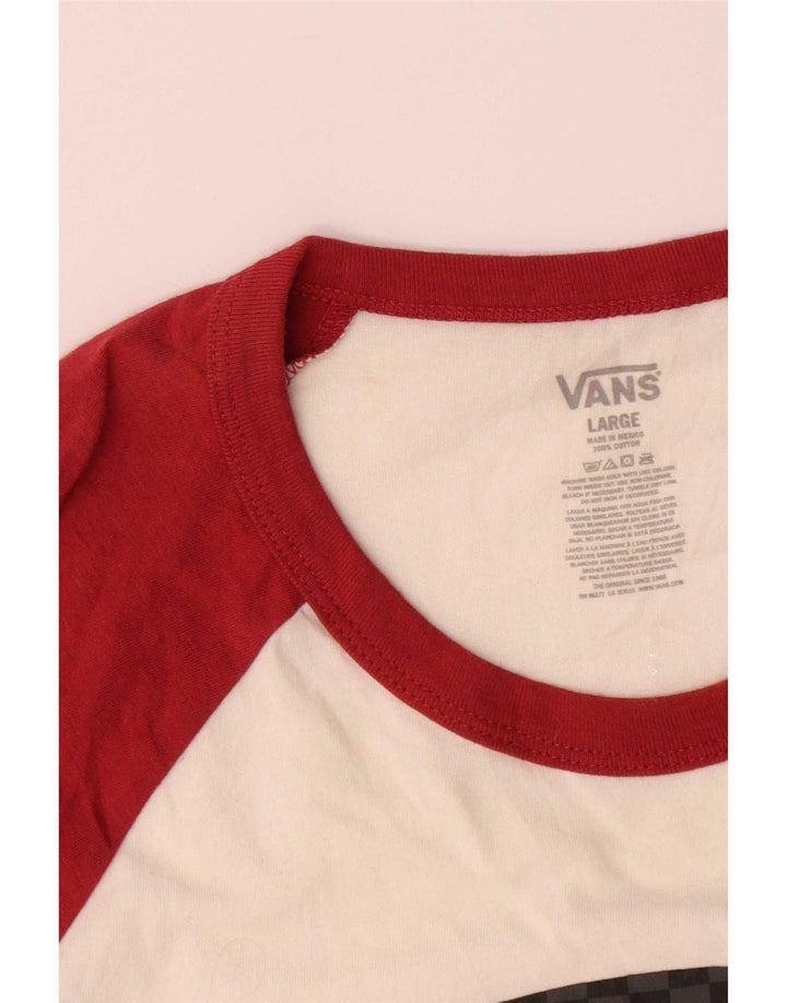 Damski top Vans z grafiką, rękawem 3/4, dużą białą bawełną w bloki kolorów
