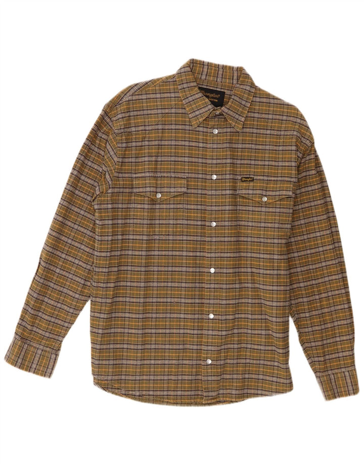Męska koszula flanelowa Wrangler, duża bawełniana krata khaki