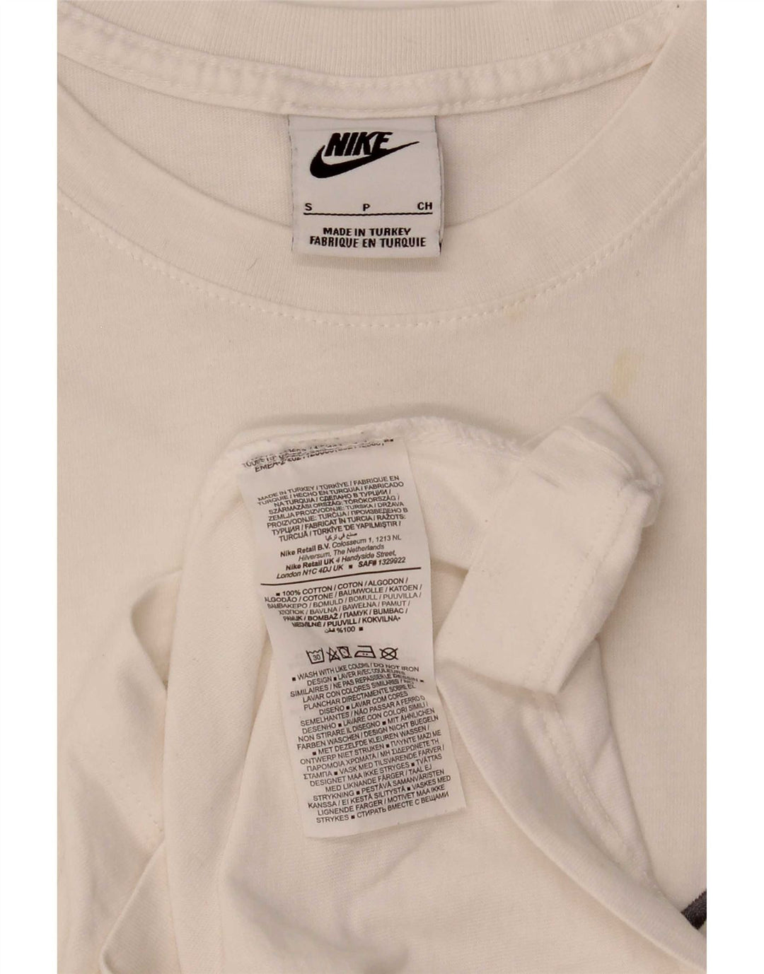 Męski T-shirt z grafiką Nike, mały, biały, bawełniany