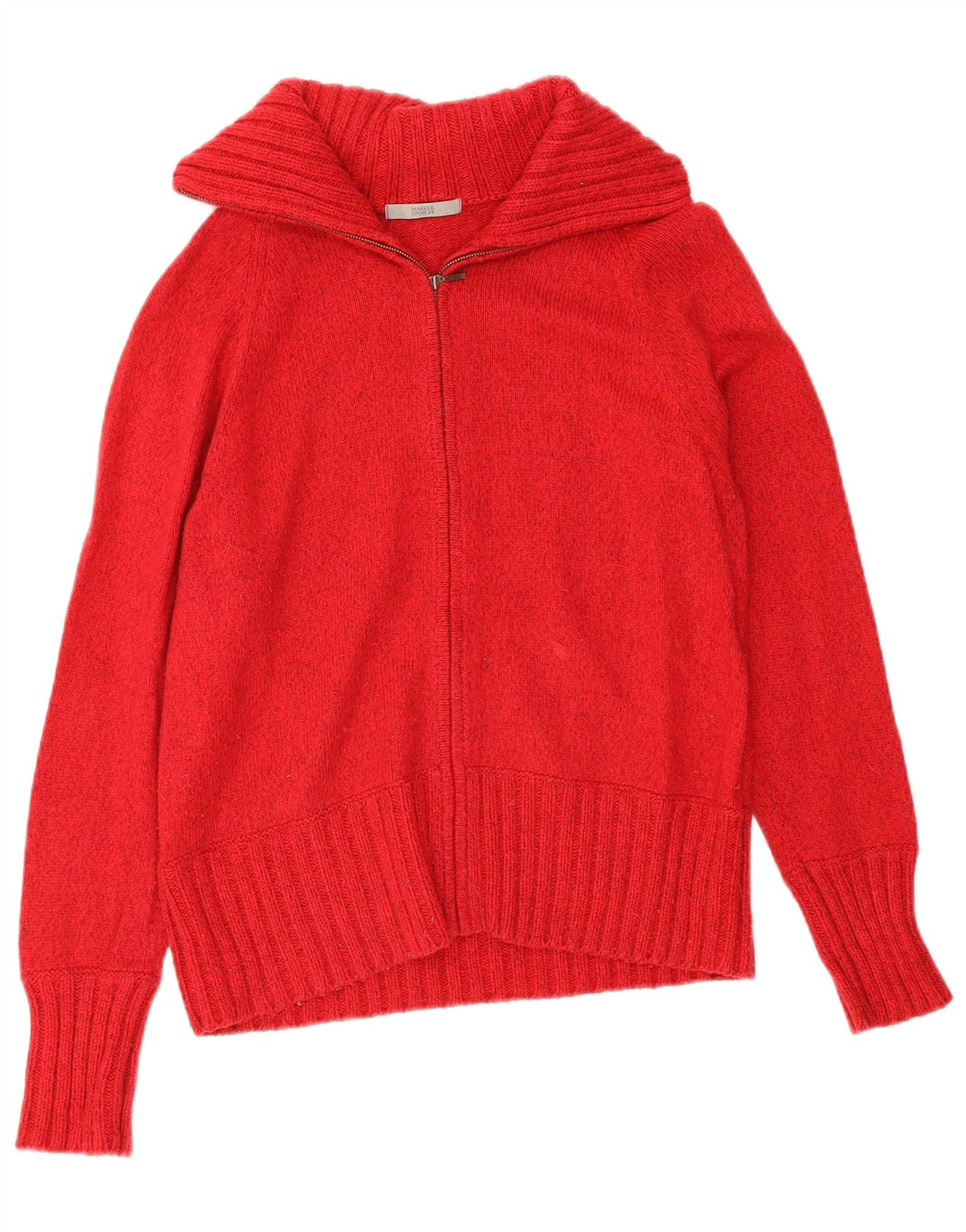 Marks & Spencer Damski sweter rozpinany UK 16, duży, czerwony, bawełniany