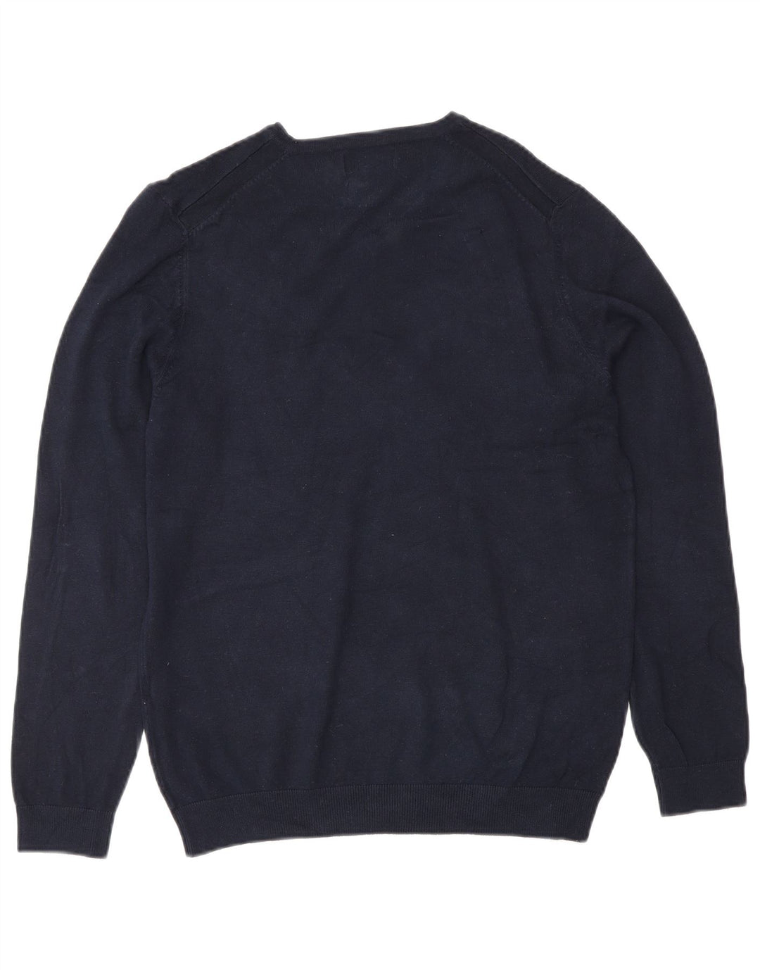 Męski sweter Zara z dekoltem w kształcie litery V, mały, granatowy, wiskozowy, klasyczny