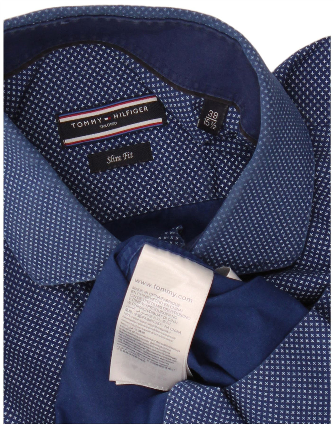 Męska koszula TOMMY HILFIGER w abstrakcyjny wzór, rozmiar 15 1/2 39, średni granat