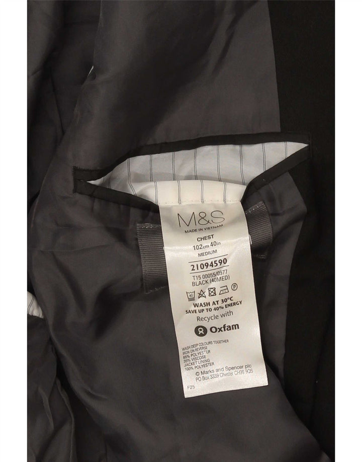 Marks & Spencer Męska marynarka zapinana na 2 guziki, UK 40, średni czarny poliester