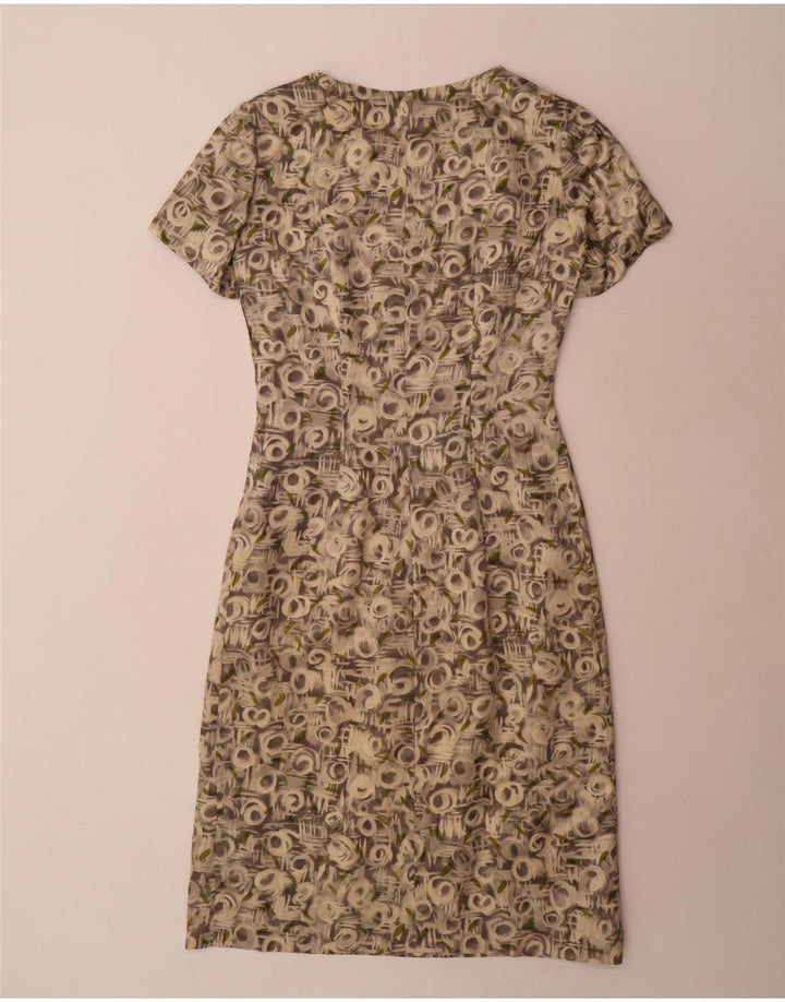 Dwuczęściowy zestaw damski w stylu vintage z abstrakcyjnym wzorem, rękawem 3/4, UK 12, średni szary