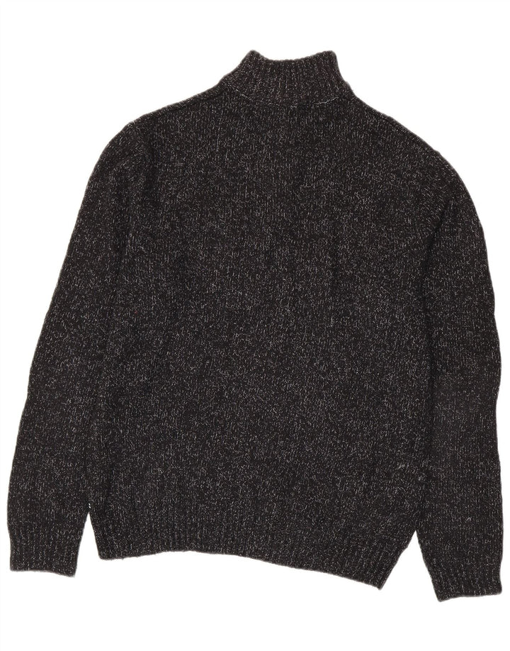 Męski sweter zapinany na zamek CHAPS, średniej wielkości czarna bawełna w cętki