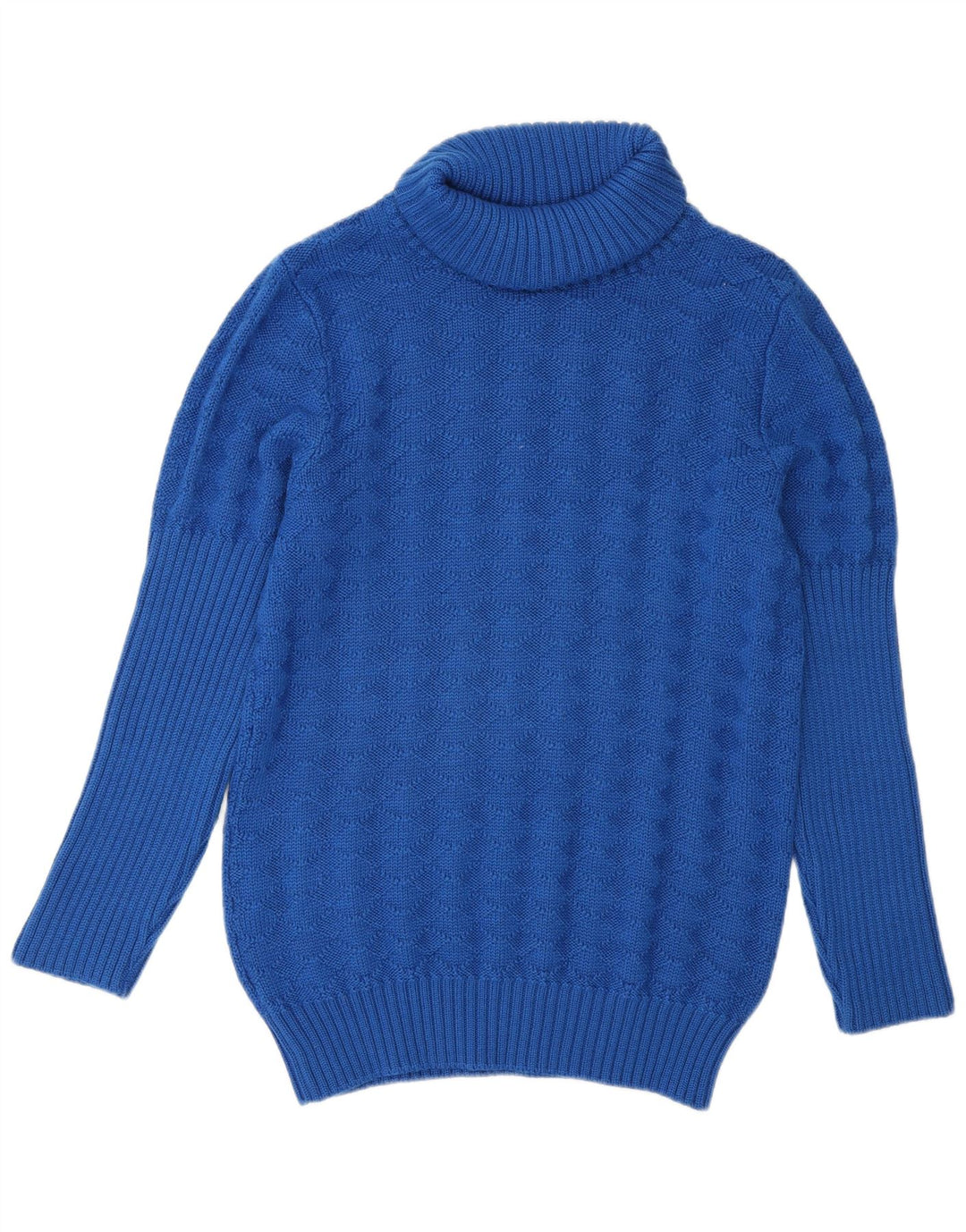 Sweter damski w stylu vintage z wywijanym dekoltem UK 14 Średni niebieski wełniany