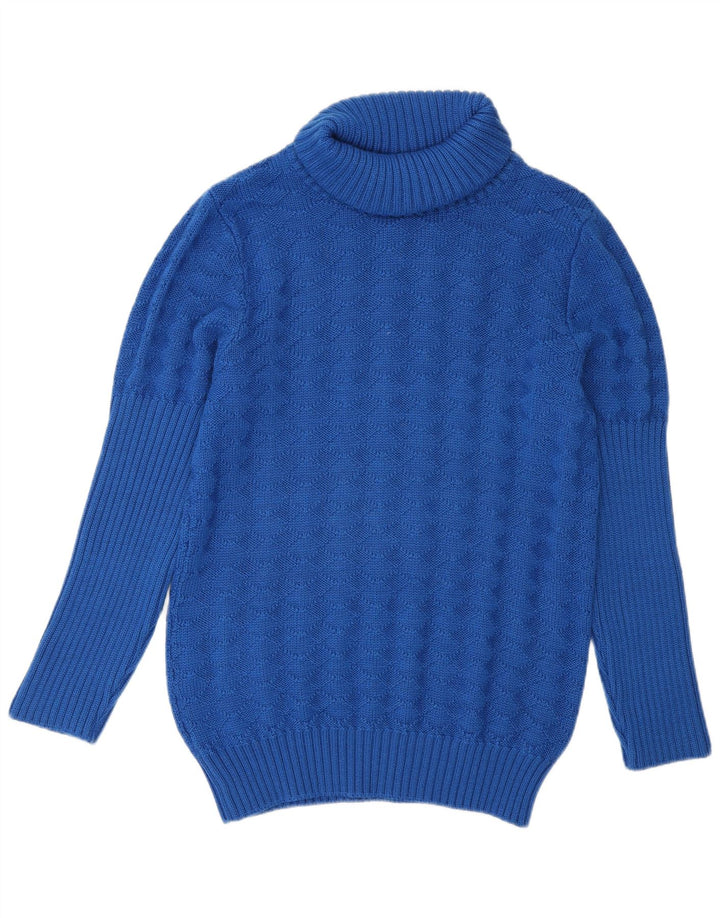 Sweter damski w stylu vintage z wywijanym dekoltem UK 14 Średni niebieski wełniany