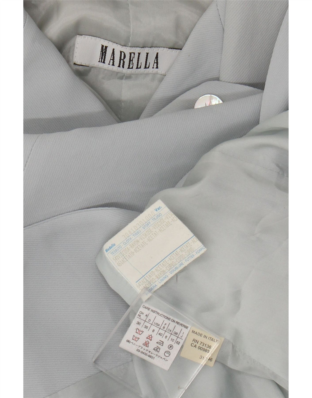 Marella Damska marynarka zapinana na 4 guziki, UK 10 Small Blue Rayon