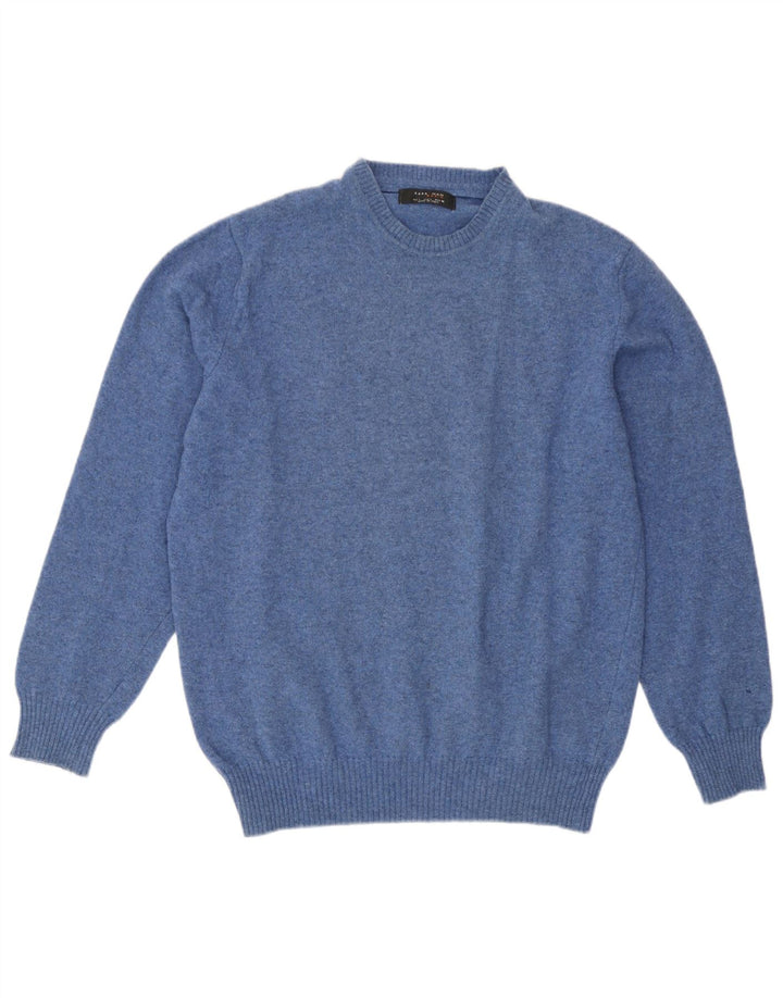 Męski sweter z okrągłym dekoltem Zara, duży niebieski