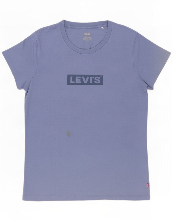 Damska koszulka z grafiką Levi's Top UK 10 Small Blue Cotton