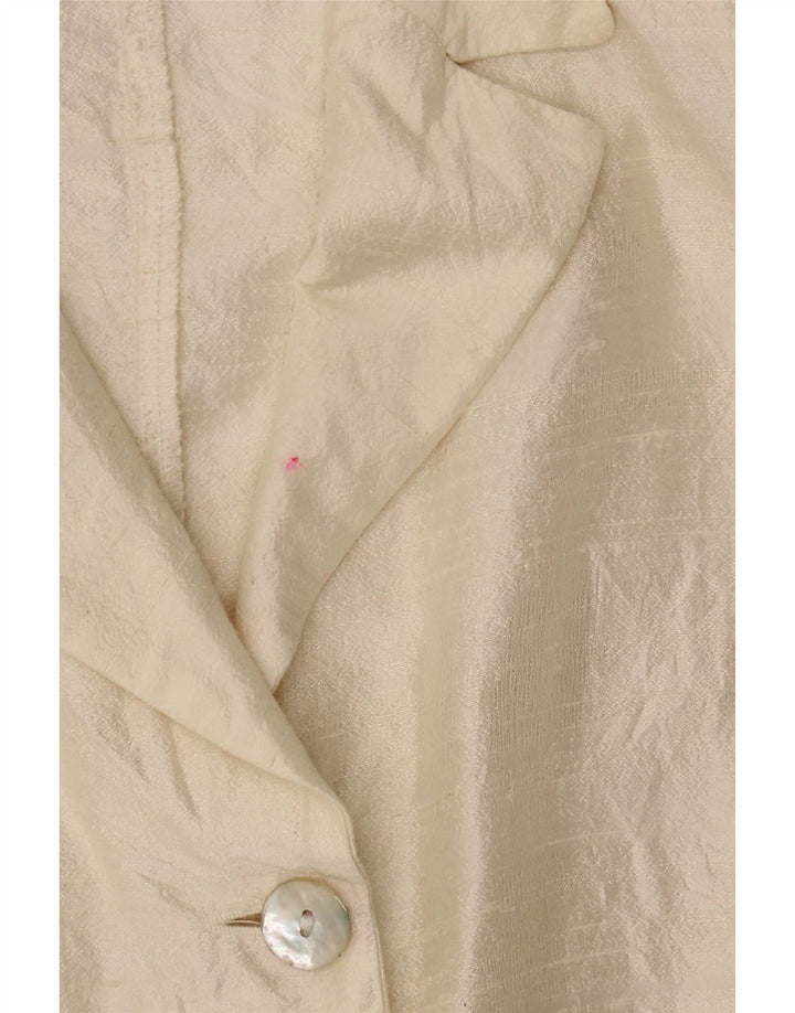 VINTAGE Womens 3 Button Blazer Jacket UK 12 Medium Off White Vintage Vintage and Second-Hand Vintage from Messina Hembry 