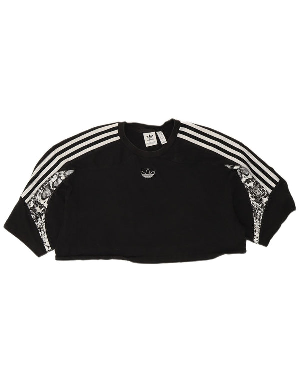 Damska koszulka Adidas Crop Oversize Top UK 10 Mały czarny nadruk zwierzęcy