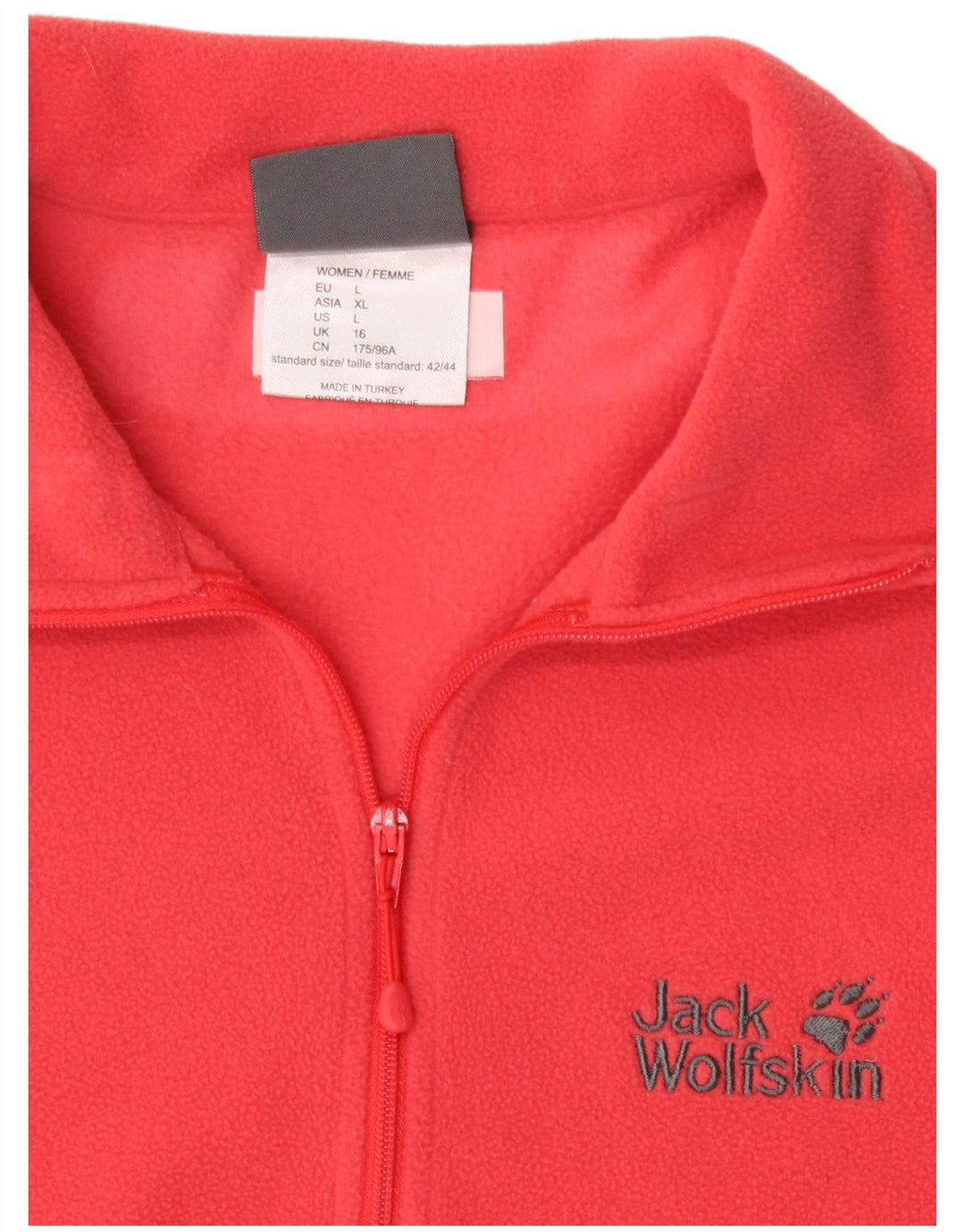 JACK WOLFSKIN Womens Zip Neck Fleece Jumper UK 16 Large Orange Polyester