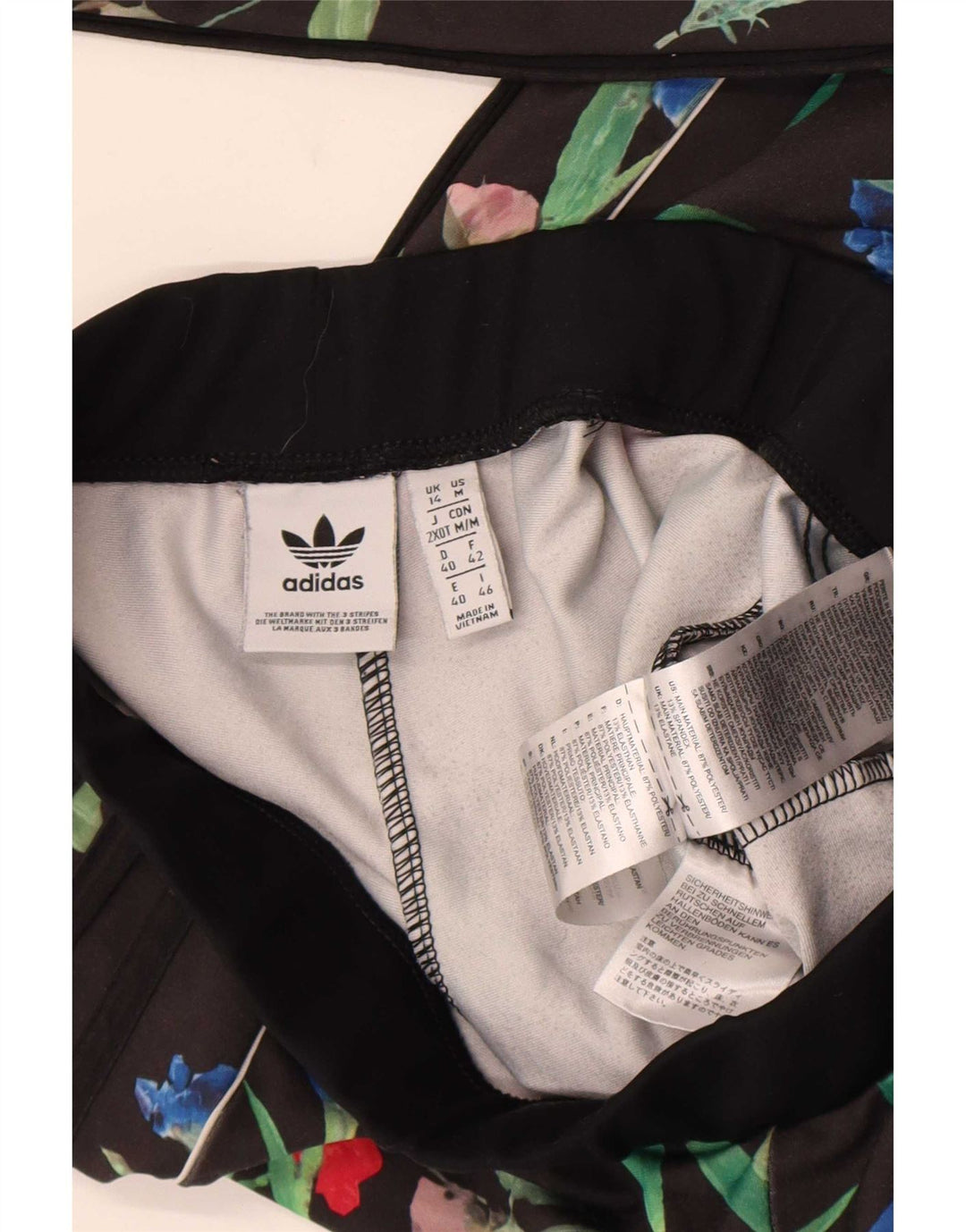 Legginsy damskie Adidas UK 14 Średni czarny kwiatowy poliester