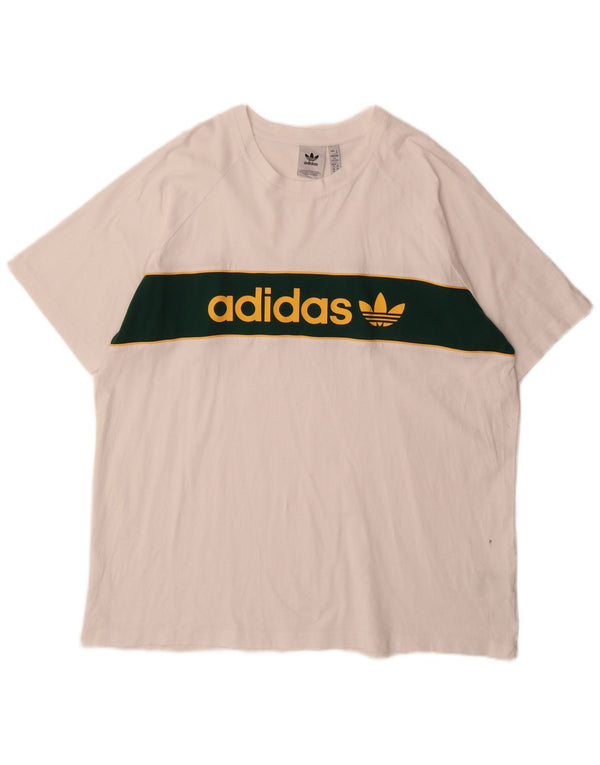 Męska koszulka graficzna Adidas Top 2XL Biała bawełna z blokami kolorów