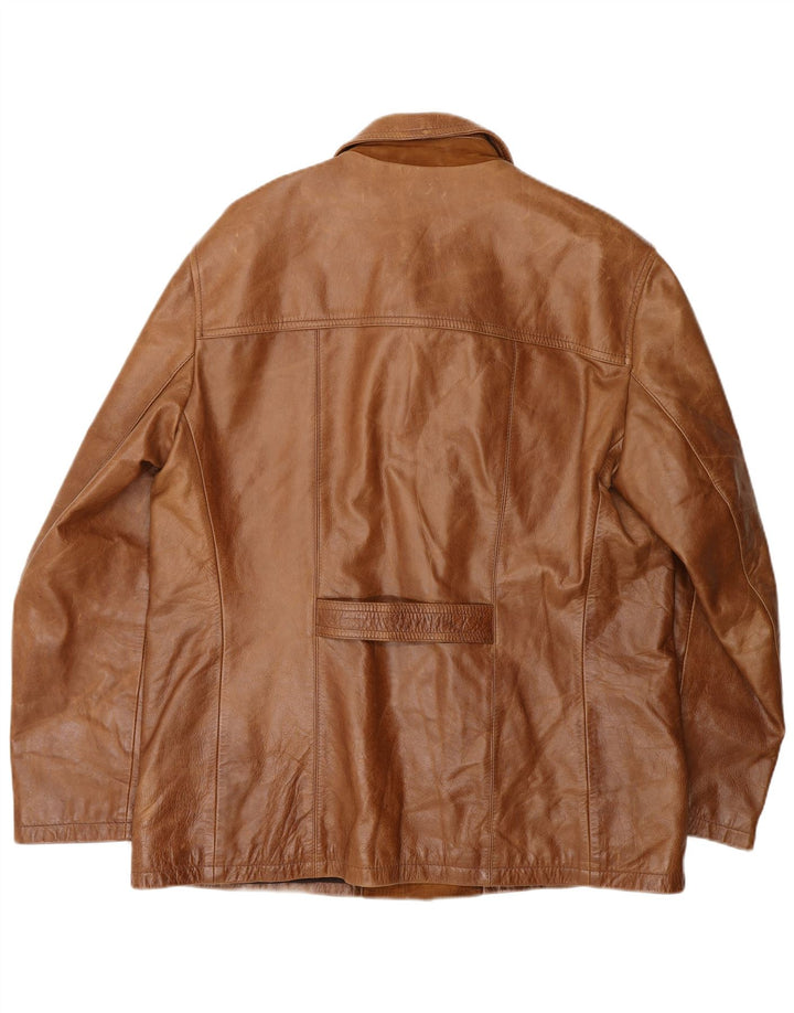 Męska kurtka skórzana Stewart UK 42 XL, brązowa skóra