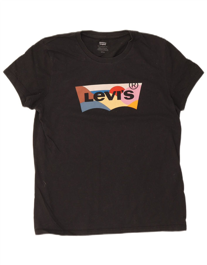 Męski T-shirt z grafiką Levi's, mały, czarny, bawełniany