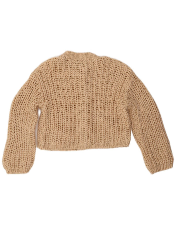 Damski sweter oversize ZARA Crop Oversize UK 10 Small Beżowy Akryl